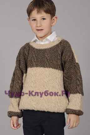 Пуловер для мальчика в бежевом и коричневом цветах 30
